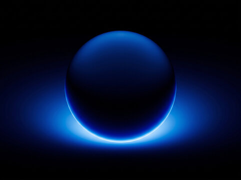 Glowing Blue Sphere Illuminating Dark Background with Radiant Light for Abstract Technology Concept