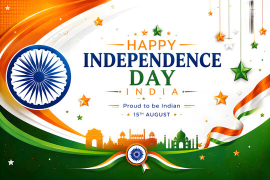Happy Indian Independence Day and Republic Day celebration featuring the national tricolour flag, Ashoka Chakra, patriotic spirit, freedom, democracy, unity, heritage, pride, and cultural traditions.