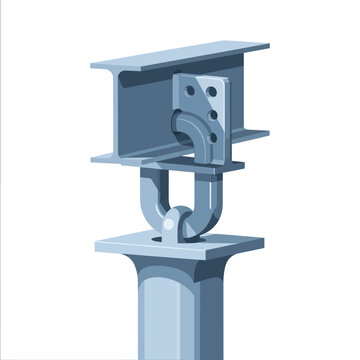 Industrial Steel I-Beam Structural Connection Illustration