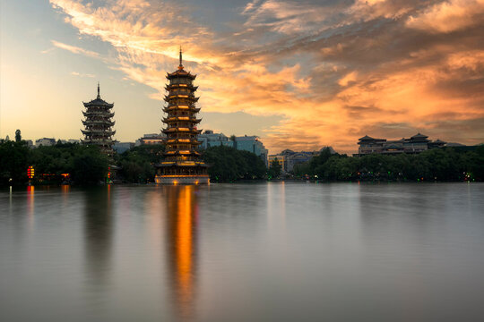 Guilin, Guangxi, China Sun Moon Twin Towers Park