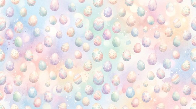 Pastel easter egg pattern with soft watercolor background texture watercolor background celebration colorful decorative seamless