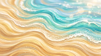 Abstract ocean wave pattern with sandy beach watercolor effect watercolor abstract background artistic vacation