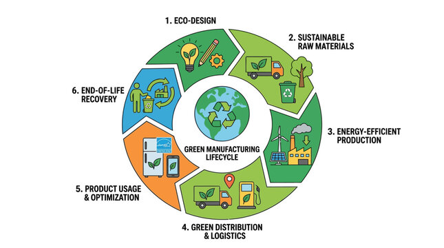 Green Manufacturing Lifecycle Diagram: Eco-Design to End-of-Life Recovery