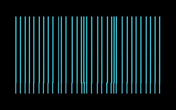 Neon blue vertical lines form a barcode pattern against a black background