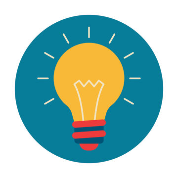 Bright idea light bulb icon for school creativity.