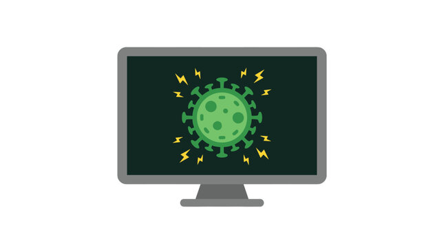 Computer Screen Virus Sparks Icon Vector