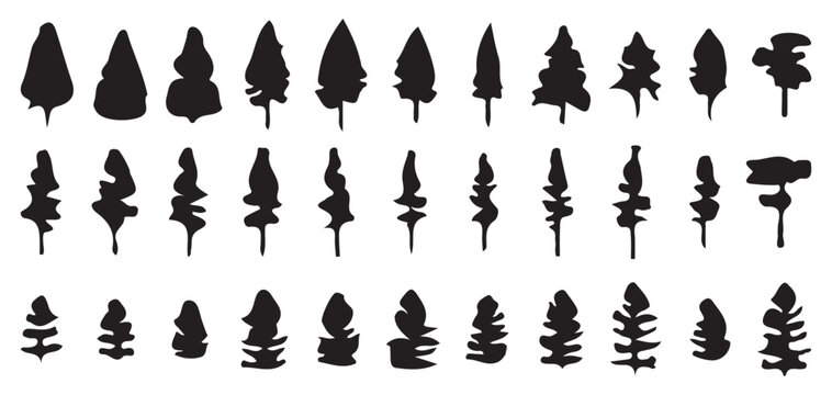 Silhouette of pine trees in various sizes for winter landscape background vector illustration eps 10