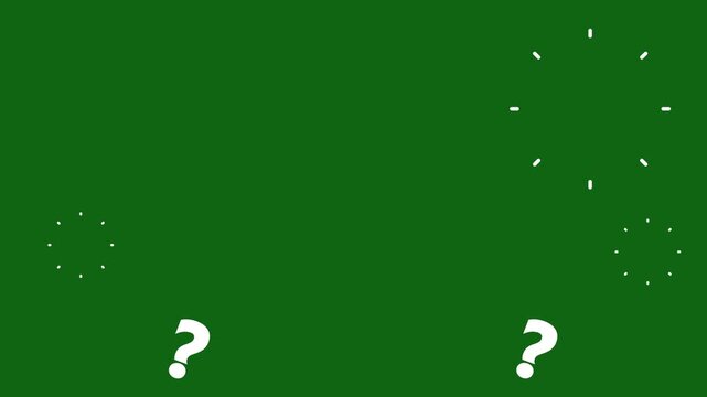 FAQ Concept .Green Screen Loading Spinner and Floating Question Mark Icons .  4K Motion Graphic Loop