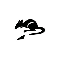Naklejka premium Black silhouette of jumping mouse rodent graphic.