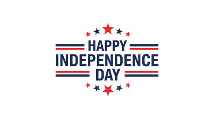 Obraz premium Happy Independence Day greeting is displayed between horizontal stripes and stars in the iconic colors of the United States national flag.