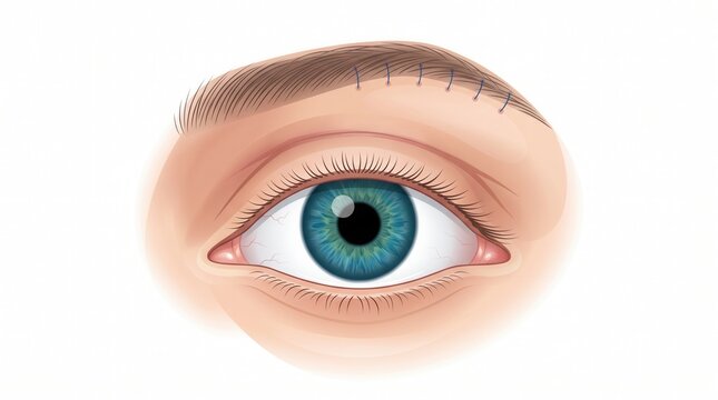 Detailed illustration of human eye anatomy with ophthalmology, illustration