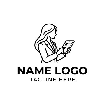 Logo of a Businesswoman Using a Tablet