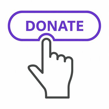 Finger clicking donate button with modern blue call to action design