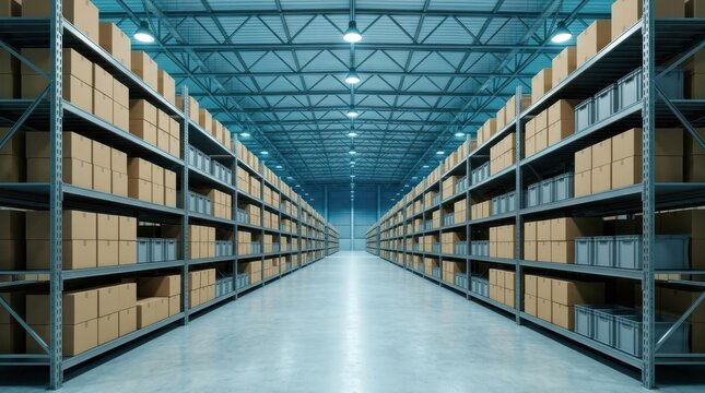 Empty Logistic Facility with Selective Pallet Racking