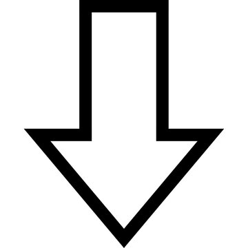 Black Outline Down Arrow Pointer Direction Vector Icon Symbol