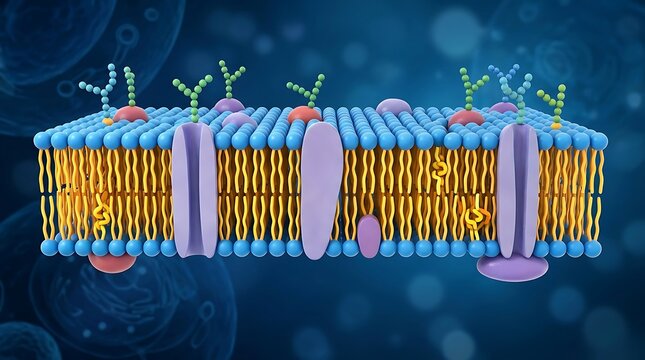 3d illustration of a cell membrane phospholipid bilayer structure