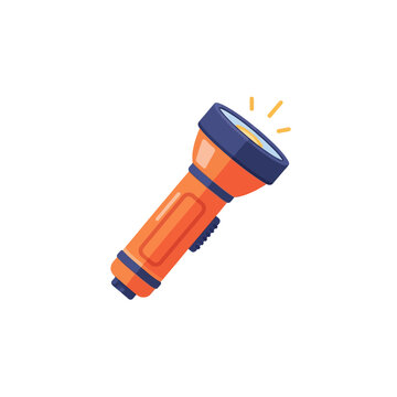 Flat orange flashlight vector illustration.