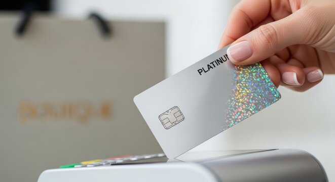 Hand inserting credit card into machine.