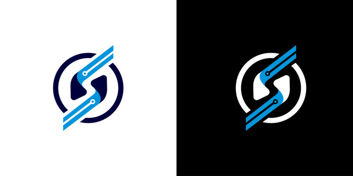 Abstract S technology circle logo concept for digital innovation and futuristic connectivity