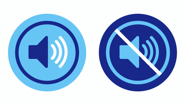 Volume control icons for mute and unmute isolated on transparent background