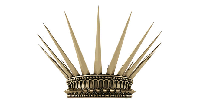 Vector illustration of golden crown with long spikes on a transparent background