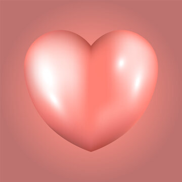 Pink glossy heart, vector illustration.