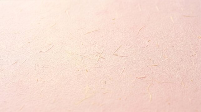 Light pink handmade washi paper texture background with natural fiber inclusions for craft and invitation design