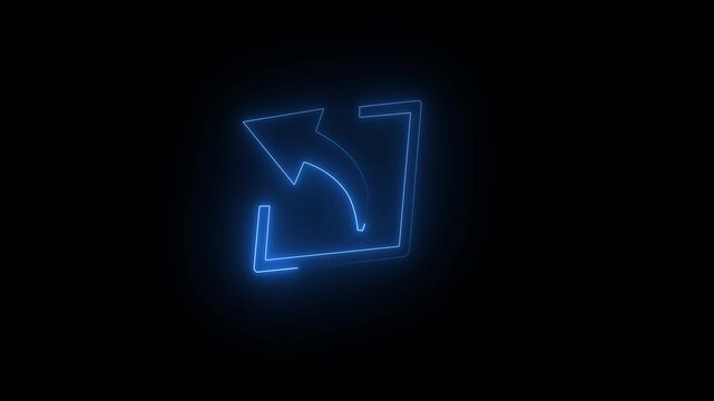 Abstract beautiful neon arrow icon animation. neon line share icon, Right way icon,
