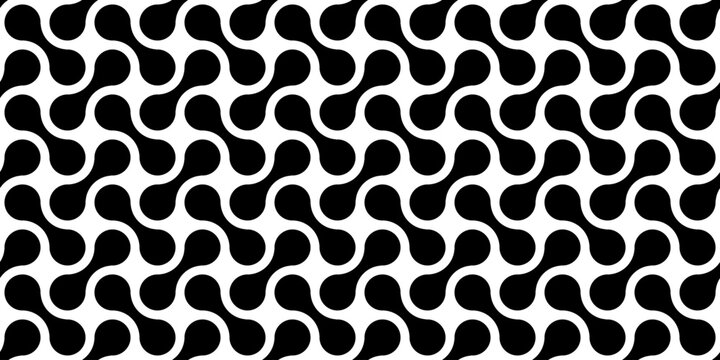 metaball black wide seamless texture, panoramic liquid connected circle dots background, abstract geometric shapes vector pattern