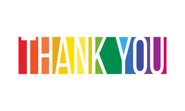 thank you, colorful line stencil art text on white background, social media post template