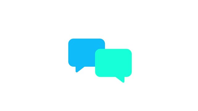 massage icon animation video with black  background. White color message box animation icon conversation notice receive massage animated sign symbol.
