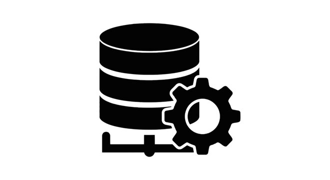 Vector illustration of database configuration icon, server settings symbol, data management vector on a transparent background