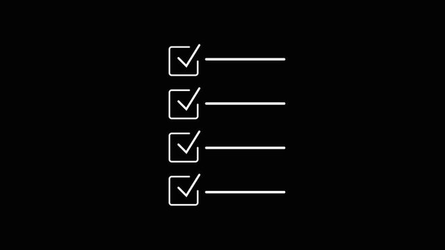 Check Animated checklist with green ticks appearing in boxes List Web Template 4k Animation. Motion Graphics
