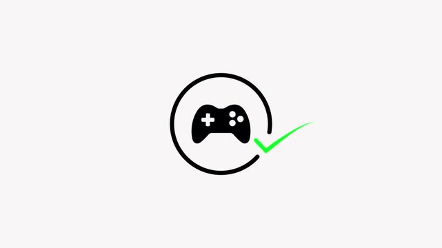 A motion graphic animation of a video game controller icon inside a loading circle video game controller icon.