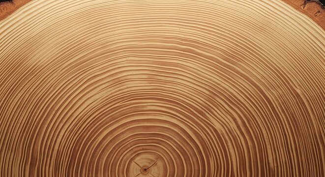 Close up view of natural wooden tree rings on a cut timber stump surface