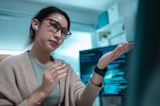 women software developer analyzing source code with a digital pen in a modern office, representing programming, software engineering, code review, debugging, technology, innovation, IT productivity.