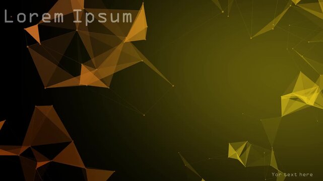 Abstract gold plexus background with digital geometric lines and connection nodes for technology design