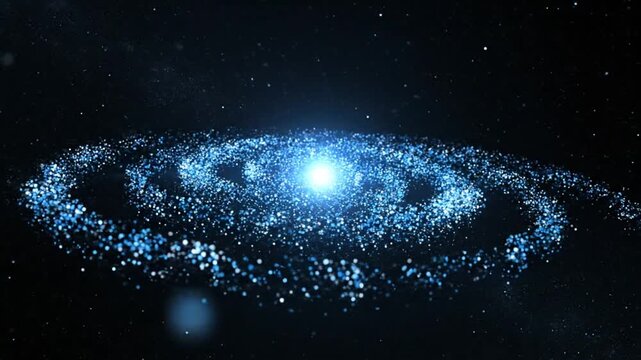 Abstract Blue Galaxy Swirls in Deep Space with Bright Center