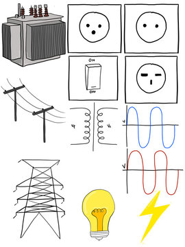 one pack electrical engineering Single line doodle