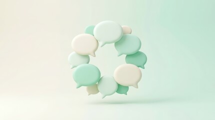 Fototapeta premium Soft rounded speech bubbles arranged in a circular minimal design
