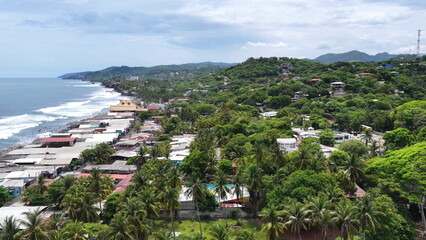 Naklejka premium Majahual Beach Palm Trees and Homes