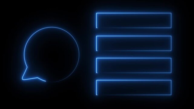 Quiz Neon Line Animation with option selection on black background