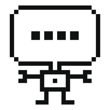 Communication robot ai chat bot or cybog with artificial intelligence pixe art cartoon.
