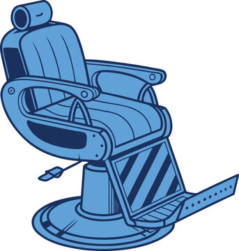 Modern blue barber chair vintage haircut salon seat vector illustration