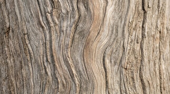 Natural texture of weathered tree bark with wavy grain patterns