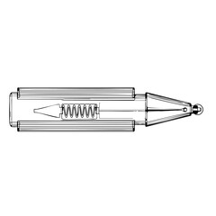 Fototapeta premium Technical line art illustration of a mechanical pen plunger spring mechanism vector icon isolated on white background