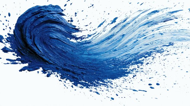 Blue paint splash unfurls dynamically like a breaking wave