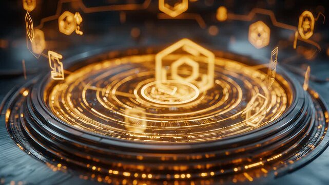 Futuristic Holographic Technology Interface with Glowing Circuit Patterns