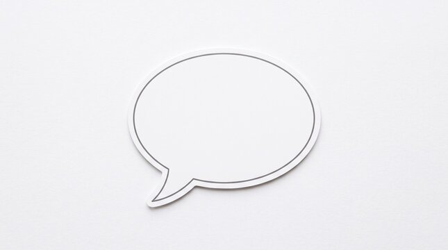 A single empty white speech bubble icon with a thin grey border for communication and messaging concepts used in web design and social media apps for text and chat bubbles