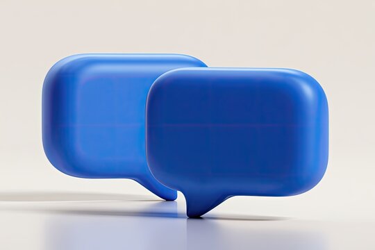 Two glossy blue rounded square speech bubbles with a subtle grid pattern